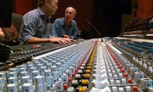 Engineer Ben Fowler and DD at Blackbird Studios, Nashville mixing Leslie Cours Mather project.
